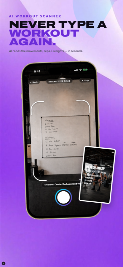 Seshy scanning a workout whiteboard